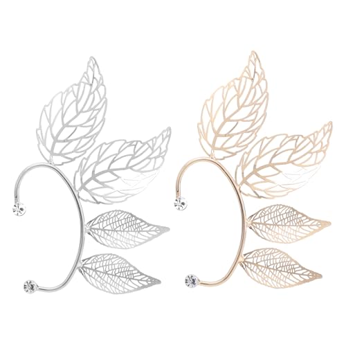 VALICLUD 2 Stück Ohrmanschetten Damen Große Hohle Ohrringe Piercing Gold und Silber Stylische Schmuck Accessoires für Frauen und Teens von VALICLUD