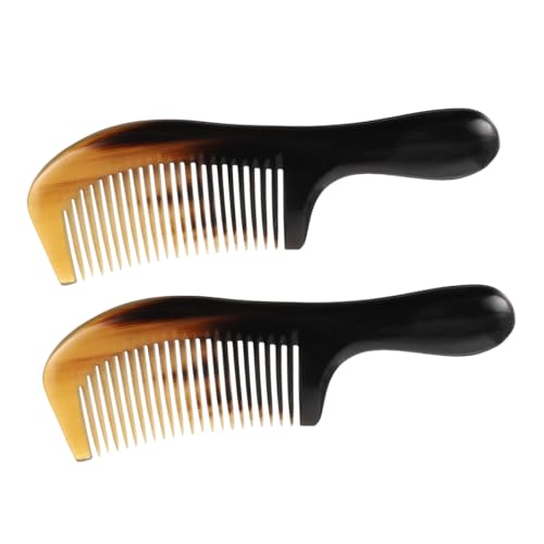 VALICLUD 2 Stück Ox Horn Massagekamm Tragbarer Natürlicher Haarkamm mit Komfortabler Kopfmassage Langlebig für Damen und Herren Geeignet Entwirrt Dickes Welliges und Lockiges Haar Kompakt von VALICLUD