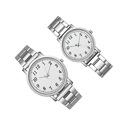 VALICLUD 2stücke Herren Damen Uhren Silber Armbanduhren Legierung Freizeit Uhren Mit Und Kratzfestem Glas Für Präzise Zeitmessung von VALICLUD