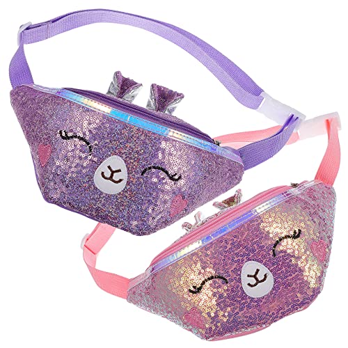 VALICLUD 2stücke Glitzernde Bauchtaschen Für Mädchen Fanny Packs Mit Verstellbarem Gürtel Für Junge Mädchen Ohr-Design Und Viel Stauraum Für Handy Karten Und von VALICLUD