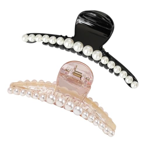 VALICLUD 2 Stück Perlen Haarklammern Modische Haarspangen mit Starkem Langlebige Haarclips mit Zähnen für Dünnes Dickes und Lockiges Haar Praktische Haarschmuck für Frauen und Mädchen von VALICLUD