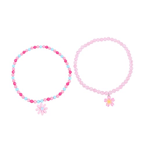 VALICLUD 2 Stück Perlenkette für Mädchen Teilig mit Sonnenblumen und Kirschblüten Anhänger Farbenfrohe Kinderschmuck Halskette Leicht und Modisch für Partys und Fotoshootings von VALICLUD
