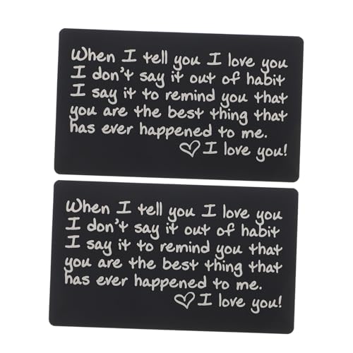 VALICLUD 2 Stück Personalisierte Gravierte Aluminium Wallet Cards Romantische Geldbeutel Einlegeblätter mit Liebesbotschaftersatz Korrosionsbeständig Geschenk für Partner Jahrestag von VALICLUD
