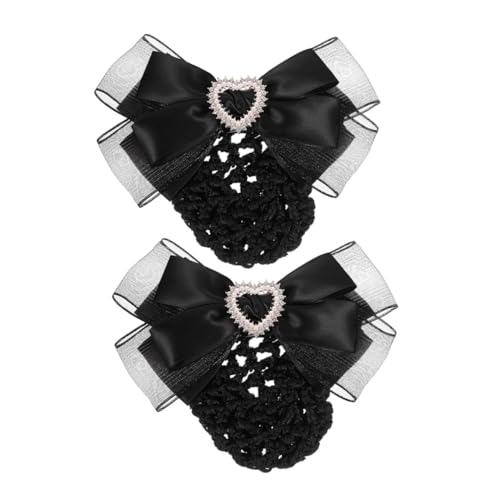VALICLUD 2 Stück Professioneller Haarclip klein Netz Bandbögen Bogen Brautjungfern Haarzubehör Haarschmuck für Damen Haarspulen Barrettes Haarklammern Bowknot -Haarclip Stoff Schwarz von VALICLUD