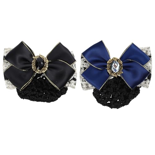 VALICLUD 2 Stück Professionelles Haarnetz mit Schleifen dekor Dünnmaschiges Haarnetz Dutt Cover für Damen Robustes Haarschmuck accessoire für Eleganten Pferdeschwanz und Balletttaugliche von VALICLUD