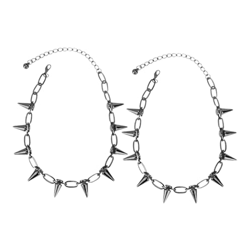 VALICLUD 2 Stück Punk Ketten Vintage Street Choker mit Nieten Damen Halskette für Mädchen Trendiger Schmuck für Partys und Alltag von VALICLUD