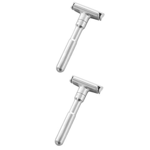 VALICLUD 2 Stück Rasiererhalter zweischneidige rasierer für männer seidig doppelt Sicherheitsrasierer für Männer Handbuch Rasiermesser doppelseitiger Rasierer Silver von VALICLUD