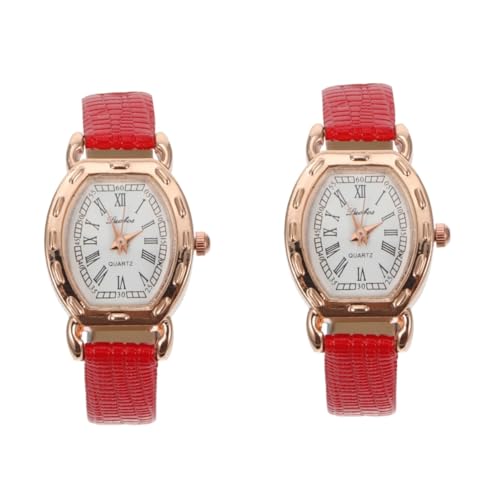 VALICLUD 2St rechteckige Vintage-Uhr Damenarmbanduhren shöne bescherung Frauen Armbanduhr für Damen Damenuhren Geschenk Achten Sie auf die Dame Quartz Uhr einfach Anschauen Quarzuhren Haut von VALICLUD