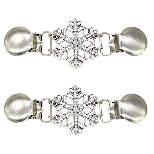 VALICLUD 2 Stück Retro Cardigana Clip Strass Schneeflocke Brosche Pin Pullover Kragen Clip Kleider Schal Clip Ente Clip Verschlüsse für Frauen Mädchen (Silber) von VALICLUD