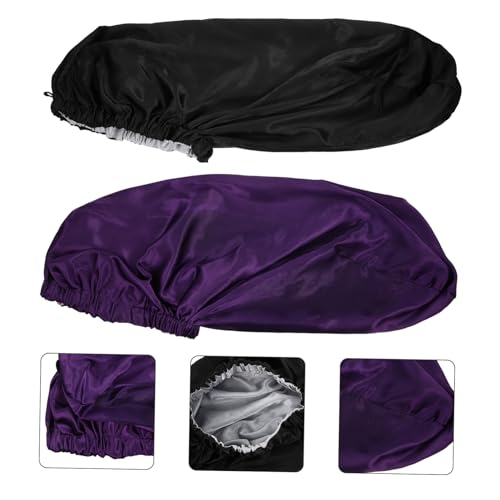 VALICLUD 2 Stück Satin Damen Elastische Doppelschicht Haarkappen zum Schlafen und Waschbar und Wiederverwendbar Weich und Leicht In und Schwarz Für Zuhause und Bad von VALICLUD
