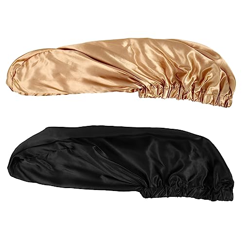 VALICLUD 2 Stück Satin Schlafhaube für Damen Lange Haube Atmungsaktiv Mütze für Nachtgebrauch und Gesichtswäsche Tragbar für Reisen von VALICLUD