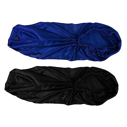 VALICLUD 2 Stück Satin Schlafhaube für Damen mit Schnalle Atmungsaktive Mütze Lange Haare und Weich und Wiederverwendbar für Nachtpflege und Badezimmer von VALICLUD