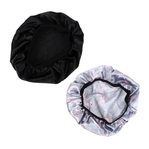 VALICLUD 2 Stück Satin Schlafhaube mit Elastischem Breitem Rand Atmungsaktive Haarschutzkappe für Damen Geeignet für Nacht Salon und Alltag Leicht und Passend von VALICLUD