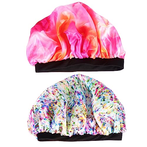 VALICLUD 2 Stück Schlafhaarmützen Damen Elastische Nachtschlafmütze Aus Satin Einheitsgröße Vielseitig Einsetzbar Für Haarschutz Und Chemotherapie Verschiedene Farben von VALICLUD