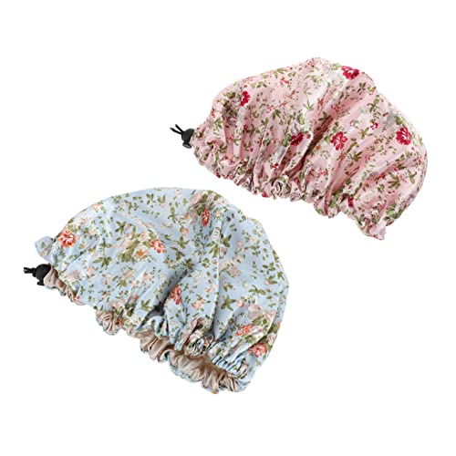 VALICLUD 2 Stück Schlafmütze Für Seidenschlaf Motorhaube Gefüttert -duschhaube Für Einstellbar Wolle Nacht Kindermütze Mützen Schlafhaube Polyester Blue von VALICLUD