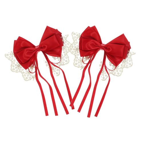 VALICLUD 2 Stück Schleife Haarnadel Schleife Haarschmuck Bögen Schleifenhaarspangen für Frauen Schleifenspangenclips für Damen Farbe Chiffon süße Haarspangen Haarklammer mit Bug Metall rot von VALICLUD