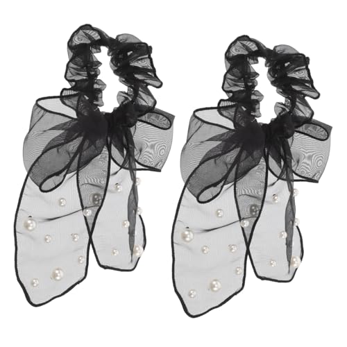 VALICLUD 2stücke Große Organza Haargummis Mit Schleifen-design Für Und Mädchen Elastische Haargummis Für Dickes Und Haar Schwarz Für Und Stilvolle Hochsteckfrisuren von VALICLUD