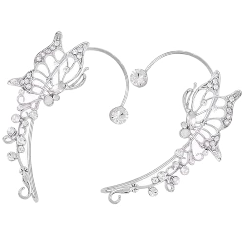 VALICLUD 2 Stück Schmetterlings Ohr Manschetten Damen Ohrclips Legierung Elegant Haltbar Nicht Piercing Modischer Ohrschmuck für Alltag und Party von VALICLUD