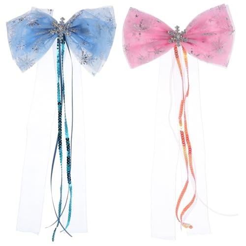 VALICLUD 2 Stück Schneeflocken Haarschmuck Schleifen Haarspangen Damen Weihnachts haarclips für Mädchen Festliche Haarklammern Xmas Zubehör Geschenkidee von VALICLUD
