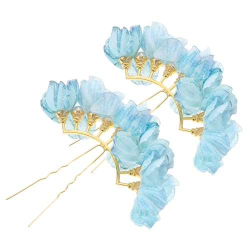 VALICLUD 2stücke U-förmige Haarnadeln Für Frauen Vintage-haarstäbe Mit Stoffblumen Und Kunstperlen Chinesische Haarnadeln Für Hochzeits-haarspangen Und Haarteile von VALICLUD
