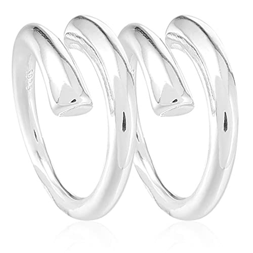 VALICLUD Verstellbare Offene Ringe für Frauen – 2Stücke S925 Silber Fingerringe Eleganter Damenringschmuck für Alltag und Besondere Anlässe von VALICLUD