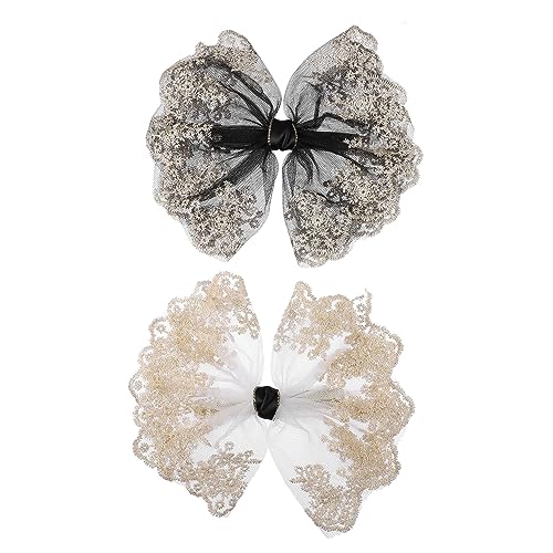 VALICLUD 2 Stück Spitzen Haarnadeln Für Frauen Hochzeitsschleifen Für Das Haar Große Schleife Haarspange Schleife Für Das Haar Party Haarspitzenschleifen Zubehör Dickes Haar Goldene von VALICLUD