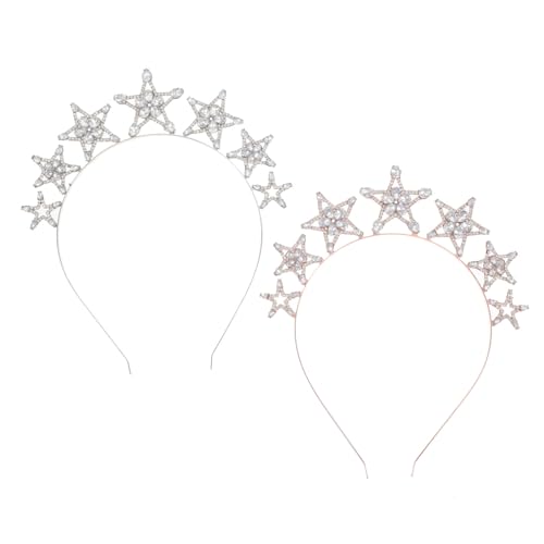 VALICLUD 2 Stück Stern Haarschmuck Glitzer Stirnband aus Legierung Leichtes Komfortables Haarband für Mädchen Braut und Party Silber Roségold Festliche Kopfbedeckung für Besondere Anlässe von VALICLUD