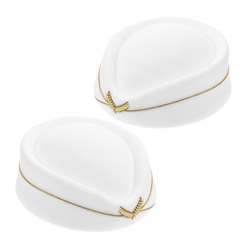 VALICLUD 2 Stück Stewardessenmütze Aus Kunstpelz Stewardessenkostüm Kapitänsmütze Für Frauen Briefträgermütze Flugbegleiter Baskenmütze Matrosenmütze Uniformhut Band Fliegermütze von VALICLUD