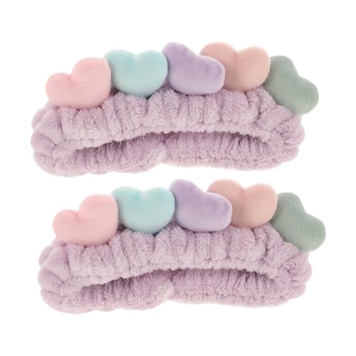 VALICLUD 2 Stück Stirnband Bands Spa-Haargummis Haarbänder frauen Styling elastische Haarbänder für Haarband handtücher tragegurt stutzenhalter Haargummis waschen Gesichtsband Stoff Violett von VALICLUD