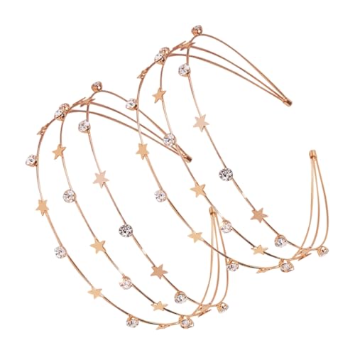 VALICLUD 2stücke Elastisches -stirnband Mit Sternen Stern-haarband Für Damen Glitzer-braut-haarband -göttin-stirnband Strass-heiligenschein Hochzeit Tiara Glitzer Kopfschmuck Zubehör von VALICLUD