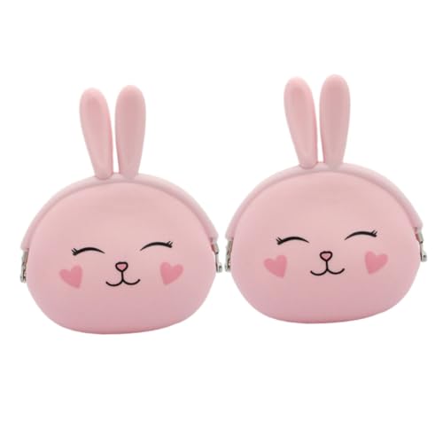 VALICLUD 2 Stück Süße Silikon Münzbeutel Mädchen Kleines Portemonnaie mit Hasenmotiv Leichter Schlanker Geldbeutel Damen für Schlüssel Kleingeld Reise und Alltag von VALICLUD