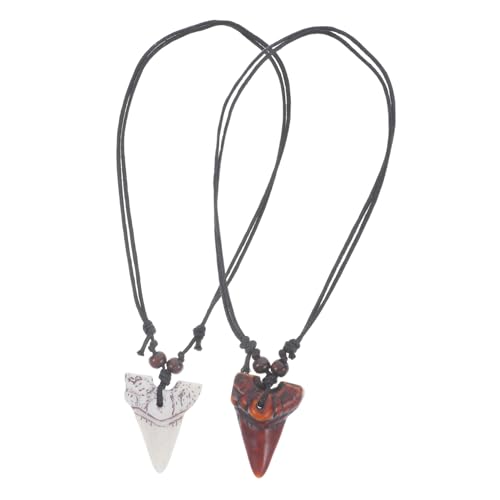 VALICLUD 2 Stück Surferkette Herren Haifischzahn Anhänger Halskette Verstellbar Modischer Schmuck für Jungen und Männer Komfortabel Tragbar für Strand und Freizeit von VALICLUD