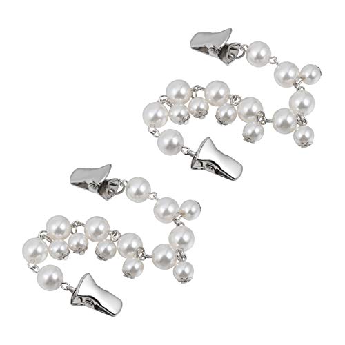 VALICLUD 2 Stück Sweater Clips Vintage Sweater Ketten mit Perle Retro Cardigan Kragen Kleider Clips für Frauen Weiß von VALICLUD