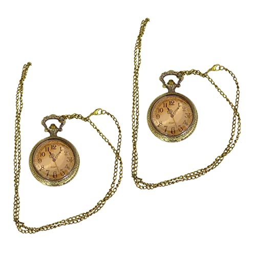 VALICLUD Vintage Taschenuhr Clamshell Hängende Uhr Legiertem Material mit Kette für Herren und Damen Retro Design 2 Stücke für Weihnachten und Geburtstage von VALICLUD