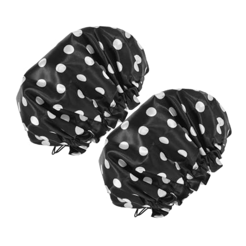 VALICLUD 2 Stück Teilig Verstellbare Wasserdichte Duschhaube für Damen und Herren Großer Satin Bonnet Sanfte Wiederverwendbare Badekappe für Duschen Küche und Haarbehandlungen Schwarz mit von VALICLUD