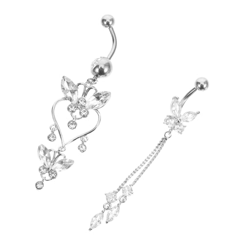 VALICLUD 2 Stück Teiliges Bauchnabelpiercing Damen mit Funkelnden Zirkonia Quasten Langlebig Hautfreundlich Modischer Bauchnabelring für Stilbewusste Frauen Komfortabel und Sicher zu von VALICLUD