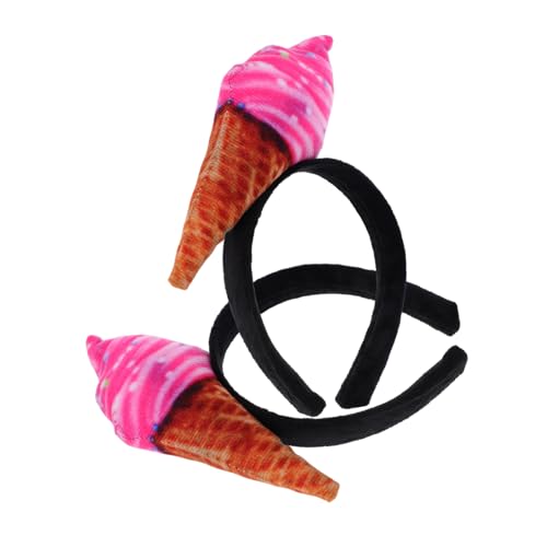 VALICLUD 2 Stück Teiliges Eiscreme Stirnband Lustiger Party Haarreif mit Eistüten Design Süßer Haarschmuck für Damen für Karneval Halloween Cosplay und Make Up Anwendung von VALICLUD