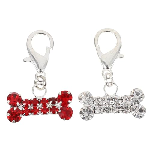 VALICLUD 2 Stück Teiliges Glänzende Hundeanhänger mit Funkelnden Strasssteinen Dekorative Knochenanhänger für Welpen und Mittelgroße Hundehalsbänder Modische Langlebige Schmuckanhänger für von VALICLUD