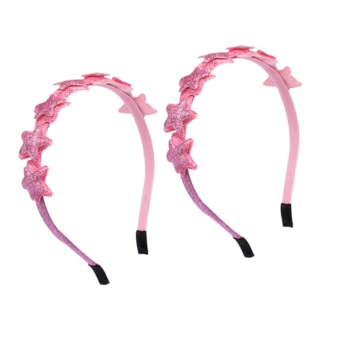 VALICLUD 2 Stück Teiliges Haarreifen mit Glitzer Stern Design Rosa Funkelnd Leichter Party Haarschmuck für Geburtstag Festlicher Kopfschmuck für Mädchen Rutschfest und Dekorativ von VALICLUD