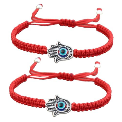 VALICLUD 2 Stück Teiliges Handgefertigtes Evil Eye aus Geflochtenem Seil Verstellbares Schutzamulett für Männer und Frauen Robustes Freundschaftsarmband gegen Negative Rot von VALICLUD
