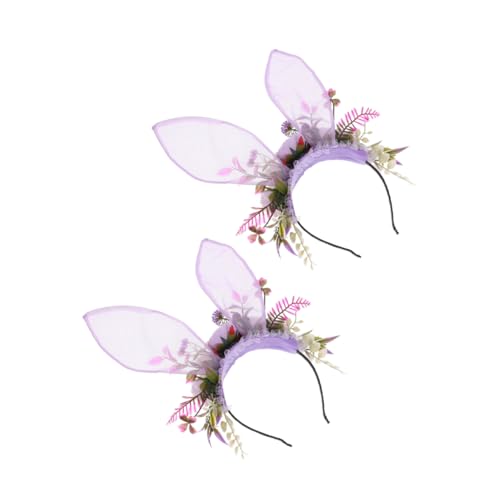 VALICLUD 2 Stück Teiliges Hasenohren Stirnband mit Blumenkrone Dekorative Kopfbedeckung für Halloween Geburtstagsfeiern und Märchen Themenpartys Perfektes Kostüm Zubehör für Cosplay und VALICLUD 2 Stück Teiliges Hasenohren Stirnband mit Blumenkrone Dekorative Kopfbedeckung für Halloween Geburtstagsfeiern und Märchen Themenpartys Perfektes Kostüm Zubehör für Cosplay und von VALICLUD