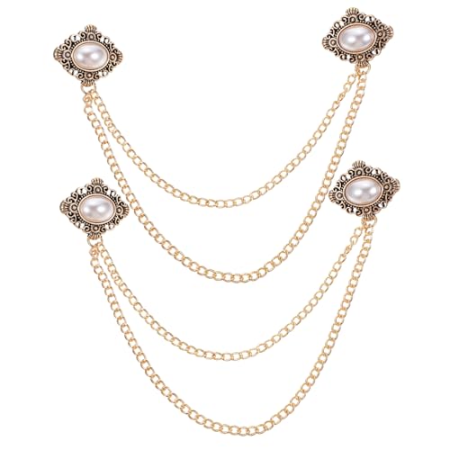 VALICLUD 2 Stück Teiliges Herren Vintage Broschen Anstecknadeln mit Perlen Vielseitige Revers und Kragenclips für Pullover Cardigans und Hemden Modischer Schmuck für Verschiedene Anlässe von VALICLUD