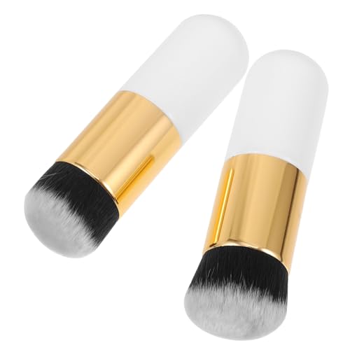 VALICLUD 2 Stück Teiliges Make Up Pinsel Foundation und Puderpinsel Dichter Synthetischer Haarpinsel für Flüssiges und Make Up Ergonomisch für Frauen zur Gleichmäßigen Schonenden Anwendung von VALICLUD