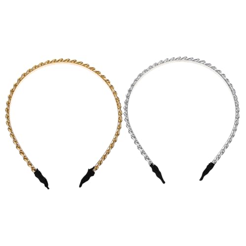 VALICLUD 2 Stück Teiliges Metall Ketten Stirnband Schmales Modisches Haarreifen für Damen Langlebiges Party und Hochzeits Accessoire in Gold und Silber Stilvolles Haarschmuck von VALICLUD