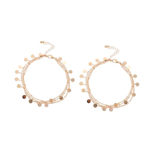 VALICLUD 2 Stück Teiliges Metallfarbene Fußketten Damen Mehrlagige Strand Schmuck Stilvolle Fußkettchen für Frauen und Mädchen Perfektes für Sommerparty und Alltag von VALICLUD