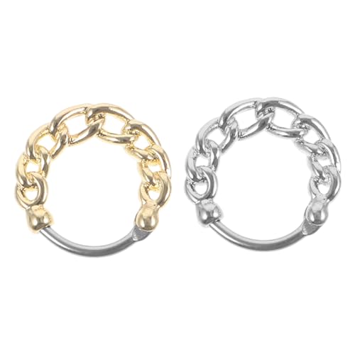 VALICLUD 2 Stück Teiliges Nasenringe Clip Nasenklammern aus Metall mit Filigranem Hohlmuster und Modischer Kettendekoration nicht Gepierct Minimalistischer Schmuck für Damen und von VALICLUD