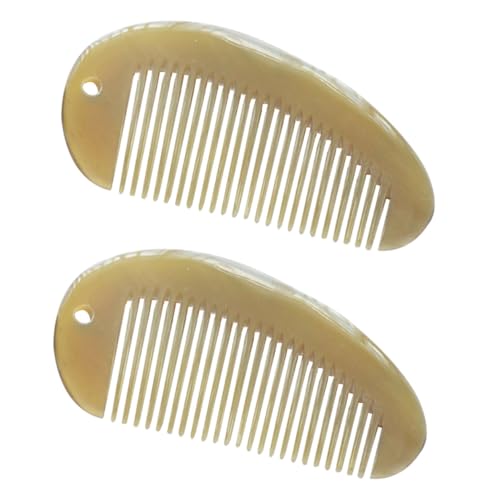VALICLUD 2 Stück Teiliges Natürlicher Hornkämme Perforierte Tragbare Antistatische Haarkämme für Frauen Schonend zum Haar Frizzfrei und Bruchvermeidend Geeignet für Outdoor einsatz und von VALICLUD
