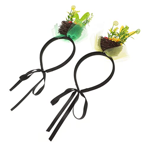 VALICLUD 2 Stück Teiliges Ostern Hasenohren Haarreif mit Blumendekor Cosplay Kopfschmuck für Mädchen Modischer Haarschmuck für Osterparty Fotoaccessoire Einzigartiges Vogelnest Design von VALICLUD