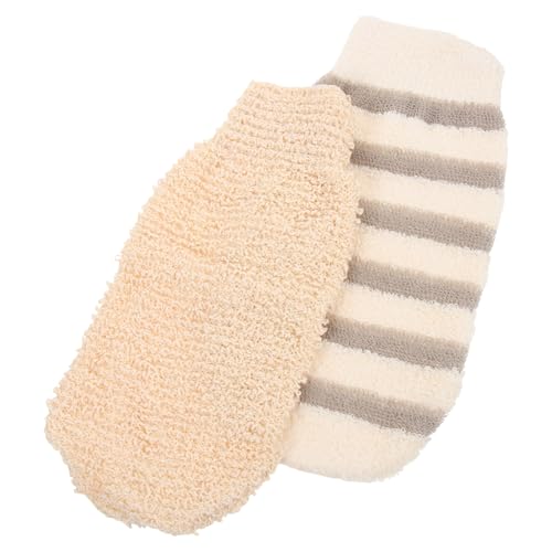 VALICLUD 2 Stück Teiliges Peeling Handschuh aus Leinen Doppelseitige Badewaschhandschuhe für Damen und Herren Sanfte Körperpflege Tiefenreinigende Wiederverwendbare Duschhandschuhe für von VALICLUD