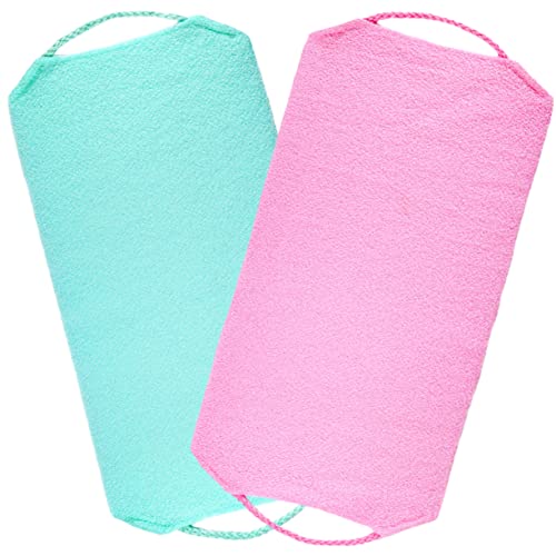 VALICLUD 2 Stück Teiliges Peeling Handtuch mit Kordelzug Doppelseitiges Sanftes Körper Peeling Schnell Schäumendes Leicht Faltbares Badescrubbing Tuch für Rücken Nacken Beine und Schultern von VALICLUD